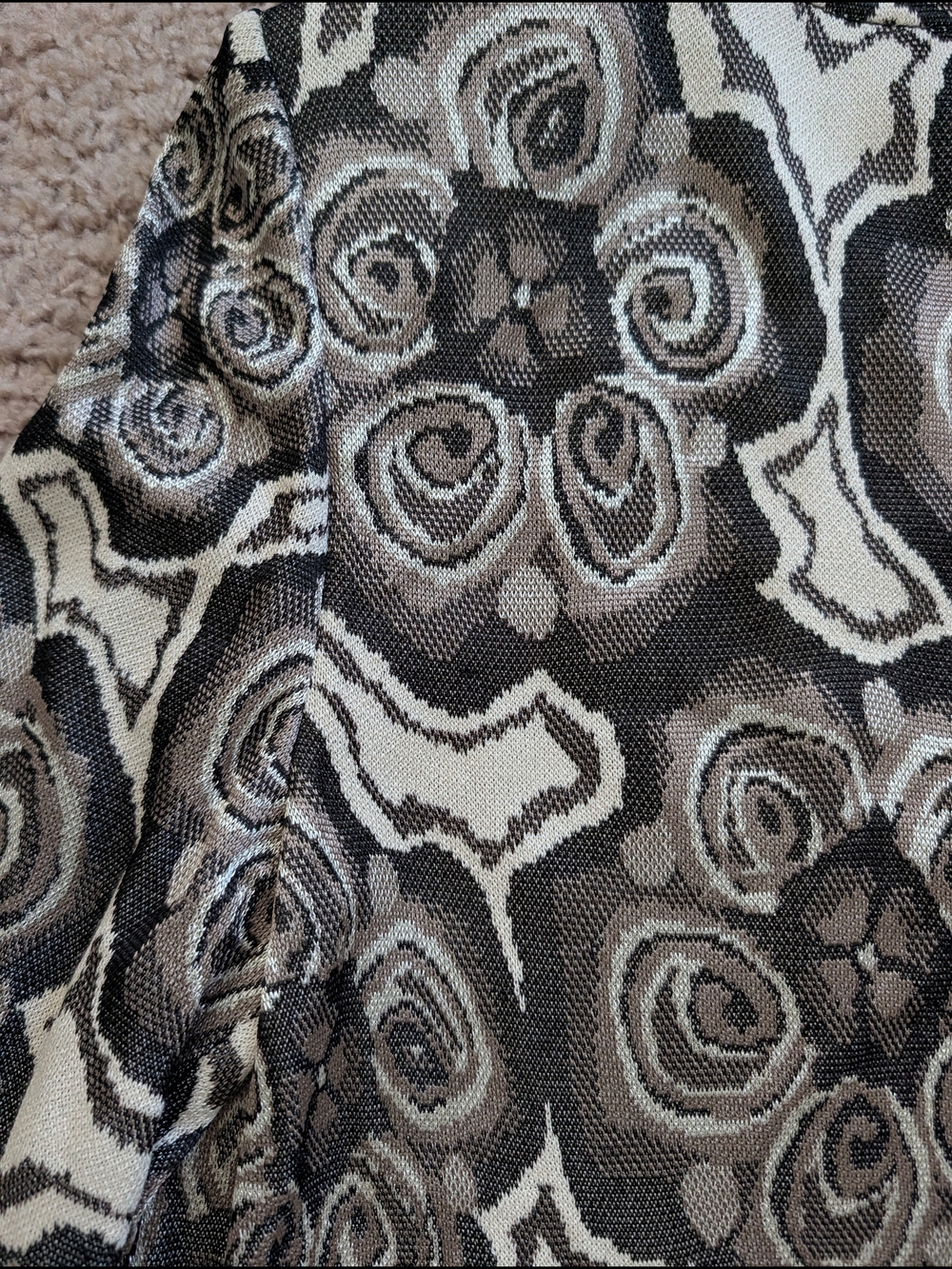 St. John Womens Black Cream Neutral Floral Print Knit Cardigan Sweater Size 12 - Picture 10 of 13